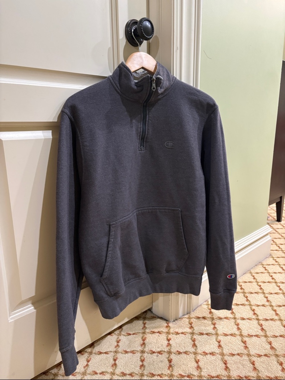 Champion Authentic 1/4 Zip Pullover Sweatshirt Charcoal Gray Men's Small